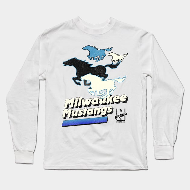 Defunct Milwaukee Mustangs Football Team Long Sleeve T-Shirt by Defunctland